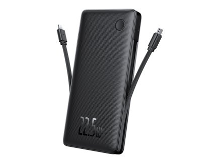 89766 baseus airpow air lite powerbanka usb usb c dvojity kabel usb c a lightning 22 5 w 10000 mah cierna