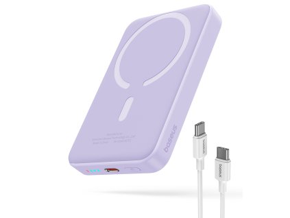 89796 baseus mini air powerbanka usb c magsafe nabijanie 20 w 10000 mah kabel usb c 30 cm fialova