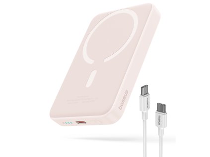 89793 baseus mini air powerbanka usb c magsafe nabijanie 20 w 10000 mah kabel usb c 30 cm ruzova