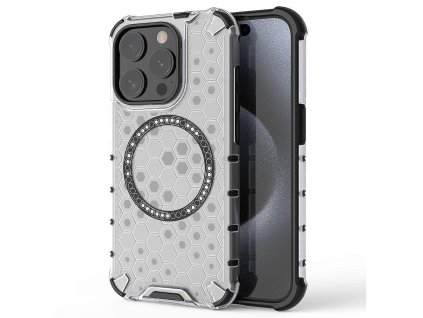 90195 techsuit honeycomb shield magsafe ochranny obal na iphone 15 pro biely