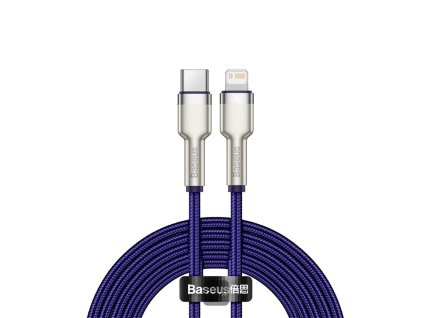 91068 baseus datovy kabel cafule series metal type c na lightning 20 w 2 m fialovy