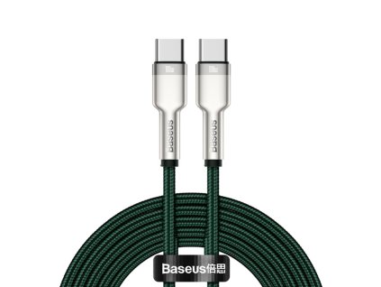 91023 baseus datovy kabel cafule series metal type c na type c super fast charge 100 w 480 mbps 20 v 5 a 2 m zeleny