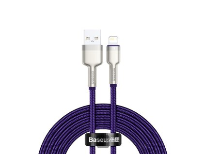 91074 baseus datovy kabel cafule series metal usb na lightning 2 4 a 2 m fialovy