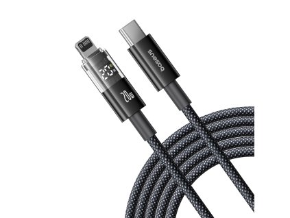 91242 baseus datovy kabel display 2 type c na lightning rychle nabijanie digitalny displej 20 w 1 m cierny cosmic black