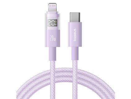 91251 baseus datovy kabel display 2 type c na lightning rychle nabijanie digitalny displej 20 w 1 m fialovy nebula purple