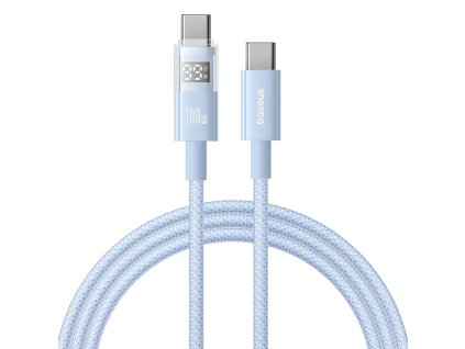 91224 baseus datovy kabel display 2 type c na type c rychle nabijanie digitalny displej 100 w 2 m modry galaxy blue