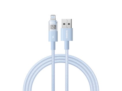 91272 baseus datovy kabel display 2 usb na lightning rychle nabijanie digitalny displej 2 4 a 1 m modry galaxy blue