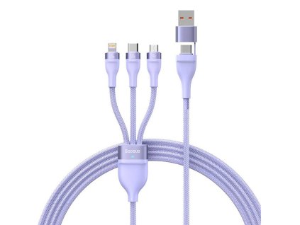 91065 baseus datovy kabel flash series 2 usb adapter na type c lightning micro usb rychle nabijanie 100 w 1 2 m fialovy