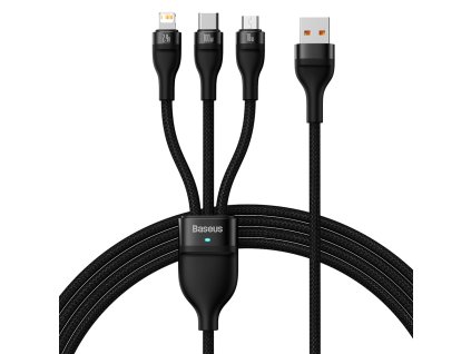 91047 baseus datovy kabel flash series 2 usb na type c lightning micro usb rychle nabijanie 100 w 1 2 m cierny