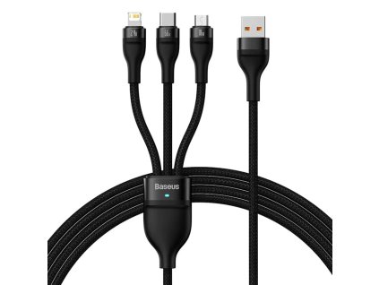 91056 baseus datovy kabel flash series 2 usb na type c lightning micro usb rychle nabijanie 66 w 1 2 m cierny