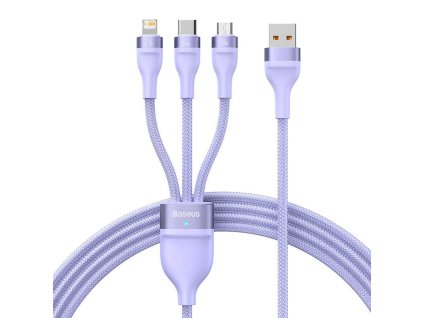 91062 baseus datovy kabel flash series 2 usb na type c lightning micro usb rychle nabijanie 66 w 1 2 m fialovy