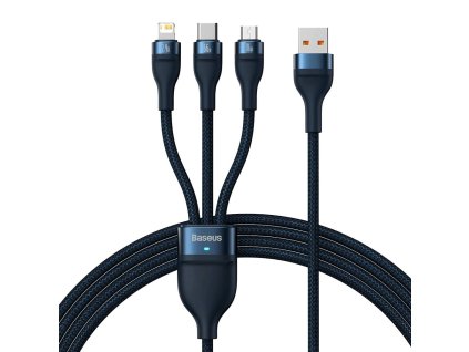 91059 baseus datovy kabel flash series 2 usb na type c lightning micro usb rychle nabijanie 66 w 1 2 m modry