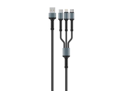 91290 colorway datovy kabel 4v1 usb na lightning micro usb type c 20 w 4 a nylon 1 2 m sivy