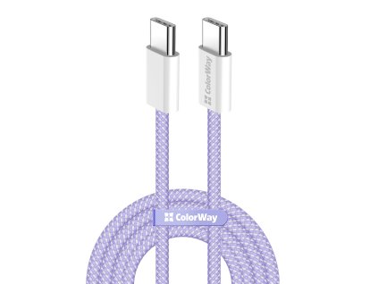 91308 colorway datovy kabel pre macbook pro type c na type c pd rychle nabijanie 60 w 3 a nylon 1 m fialovy
