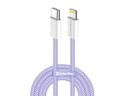 91326 colorway datovy kabel type c na lightning pd 27 w 3 a 480 mbps nylon 1 m fialovy