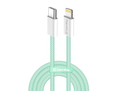 91314 colorway datovy kabel type c na lightning pd 27 w 3 a 480 mbps nylon 1 m zeleny