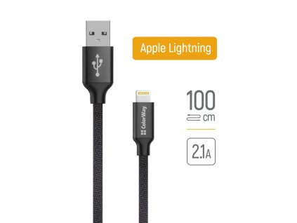 91344 colorway datovy kabel usb 2 0 na lightning nabijanie a synchronizacia nylon 2 1 a 480 mbps 1 m cierny