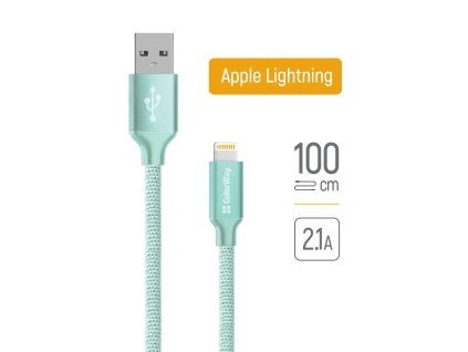 91341 colorway datovy kabel usb 2 0 na lightning nabijanie a synchronizacia nylon 2 1 a 480 mbps 1 m mentolovy