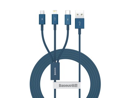 90828 datovy kabel superior series usb na type c micro usb lightning rychle nabijanie 3 5 a 1 5 m modry