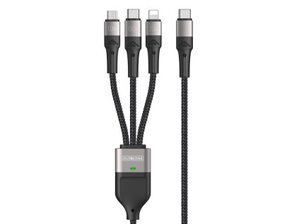 90921 duzzona datovy kabel 3v1 usb c na type c lightning micro usb 100 w 1 3 m sivy