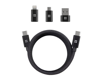 91185 edizard magneticky datovy kabel type c na type c 240 w stohovany spiralovy dizajn 480 mbps 1 5 m cierny