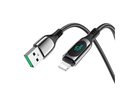 90885 hoco datovy kabel extreme usb na lightning displej nabijania 2 4 a 1 2 m cierny