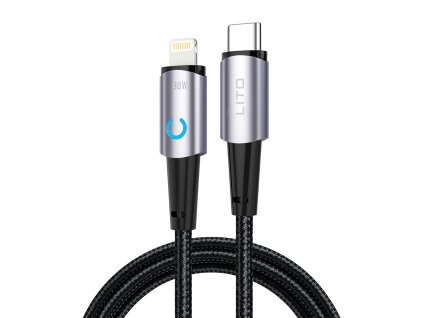 91128 lito datovy kabel type c na lightning rychle nabijanie 30 w led indikacia 1 m cierny