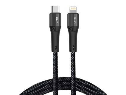 91143 lito datovy kabel type c na lightning rychle nabijanie 60 w 480 mbps nylon 1 m cierny