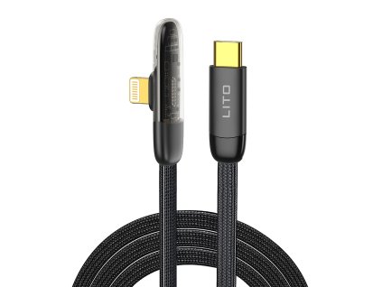 91137 lito datovy kabel type c na lightning rychle nabijanie nylonovy oplet pozlatene konektory dizajn 1 m cierny