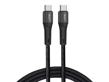 91146 lito datovy kabel type c na type c rychle nabijanie 60 w 480 mbps nylon 1 m cierny