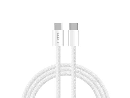 91017 lito datovy kabel type c na type c rychle nabijanie pd60 w 1 m biely