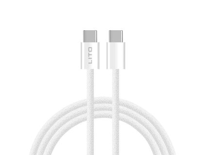 91014 lito datovy kabel type c na type c rychle nabijanie pd60 w 2 m biely