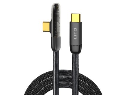 91134 lito datovy kabel type c na type c rychle nabijanie nylonovy oplet pozlatene konektory dizajn 1 m cierny