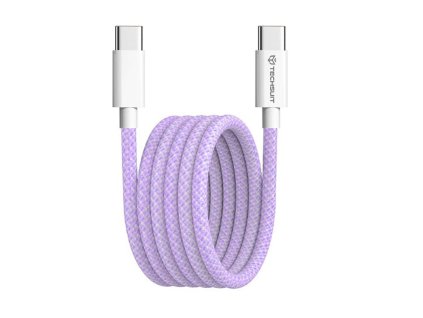 91464 techsuit datovy kabel pre apple android a usb c superrychle nabijanie pd60w flexibilny odolny 1 m fialovy