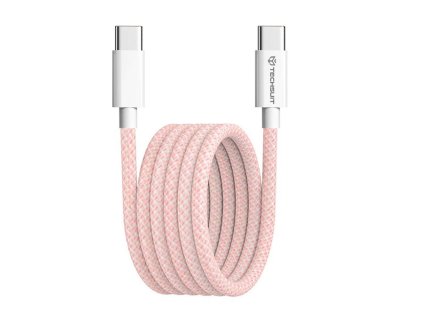 91458 techsuit datovy kabel pre apple android a usb c superrychle nabijanie pd60w flexibilny odolny 1 m ruzovy