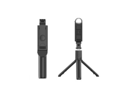 90981 techsuit mini selfie tyc s kompaktnym stativom bluetooth ovladanim led svetlom skladacia 105 cm cierna