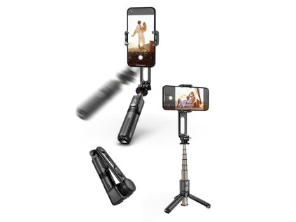 90996 techsuit mini stabilizacna selfie tyc gimbal so stativom a bluetooth ovladanim 360 otacanie 70 cm cierna