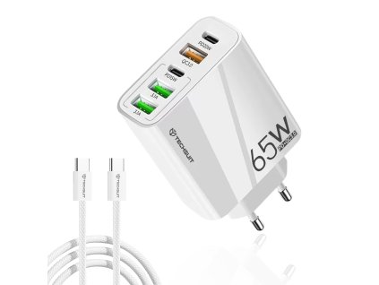 91353 techsuit premiova sietova nabijacka pentaxpower 3 usb qc 3 0 2 type c pd 20 w 65 w vratane type c kabla 1 m biela