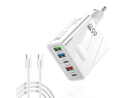 91350 techsuit premiova sietova nabijacka pentaxpower 3 usb 2 type c pd 25 w 65 w gan vratane type c kabla 1 m biela