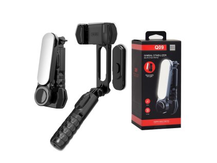 90837 techsuit stabilizacna selfie tyc gimbal mini so stativom led svetlom a bluetooth ovladanim 70 cm cierna