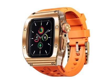 91551 rozbalene shellbox vodotesne ochranne puzdro ip68 s remienkom apple watch 7 8 9 45mm ruzovo zlate