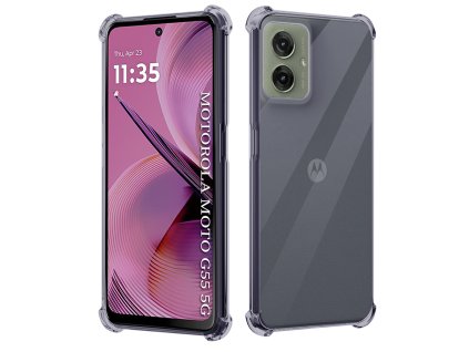 96426 2 techsuit shockproof clear silicone obal pre motorola moto g55 dymovo cierny