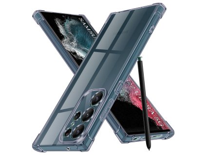 97137 2 techsuit shockproof clear silicone obal pre samsung galaxy s22 ultra 5g dymovo cierny