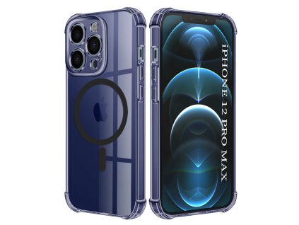 97890 2 techsuit shockproof clear silicone magsafe kryt na iphone 12 pro max dymovo cierny