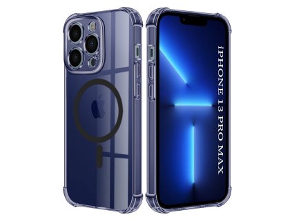 97902 2 techsuit shockproof clear silicone magsafe kryt na iphone 13 pro max dymovo cierny