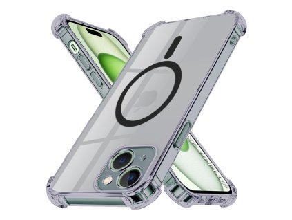97920 2 techsuit shockproof clear silicone magsafe kryt na iphone 15 plus dymovo cierny