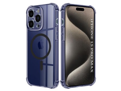 97923 2 techsuit shockproof clear silicone magsafe kryt na iphone 15 pro max dymovo cierny