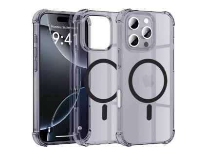 97932 2 techsuit shockproof clear silicone magsafe kryt na iphone 16 pro max dymovo cierny