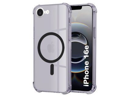 98046 2 techsuit shockproof clear silicone magsafe kryt na iphone 16e dymovo cierny