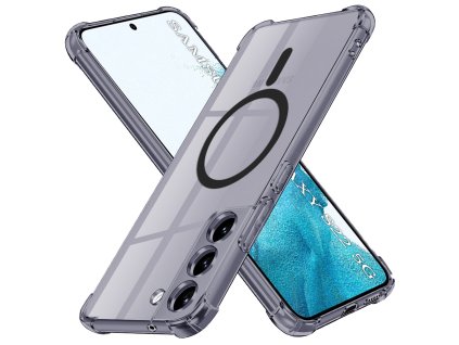 97947 2 techsuit shockproof clear silicone magsafe kryt na samsung galaxy s22 5g dymovo cierny